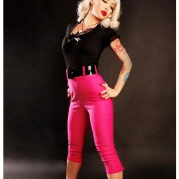 Pinup Couture Pants - Deadly dames hot pink capris